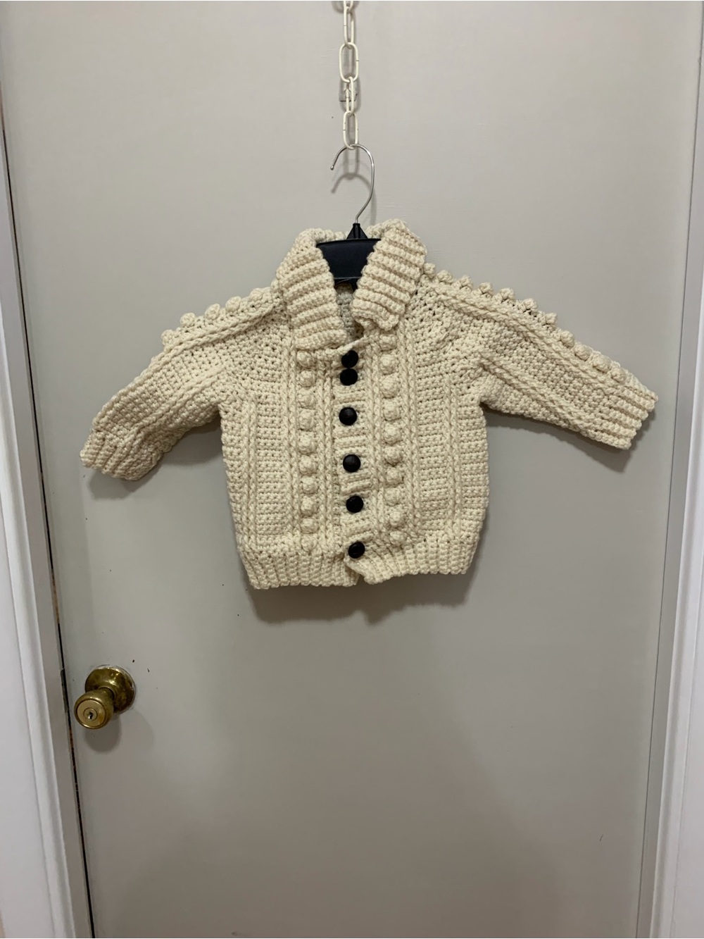 Baby Cardigan Sweater featuring textured popcorn stitch pattern
